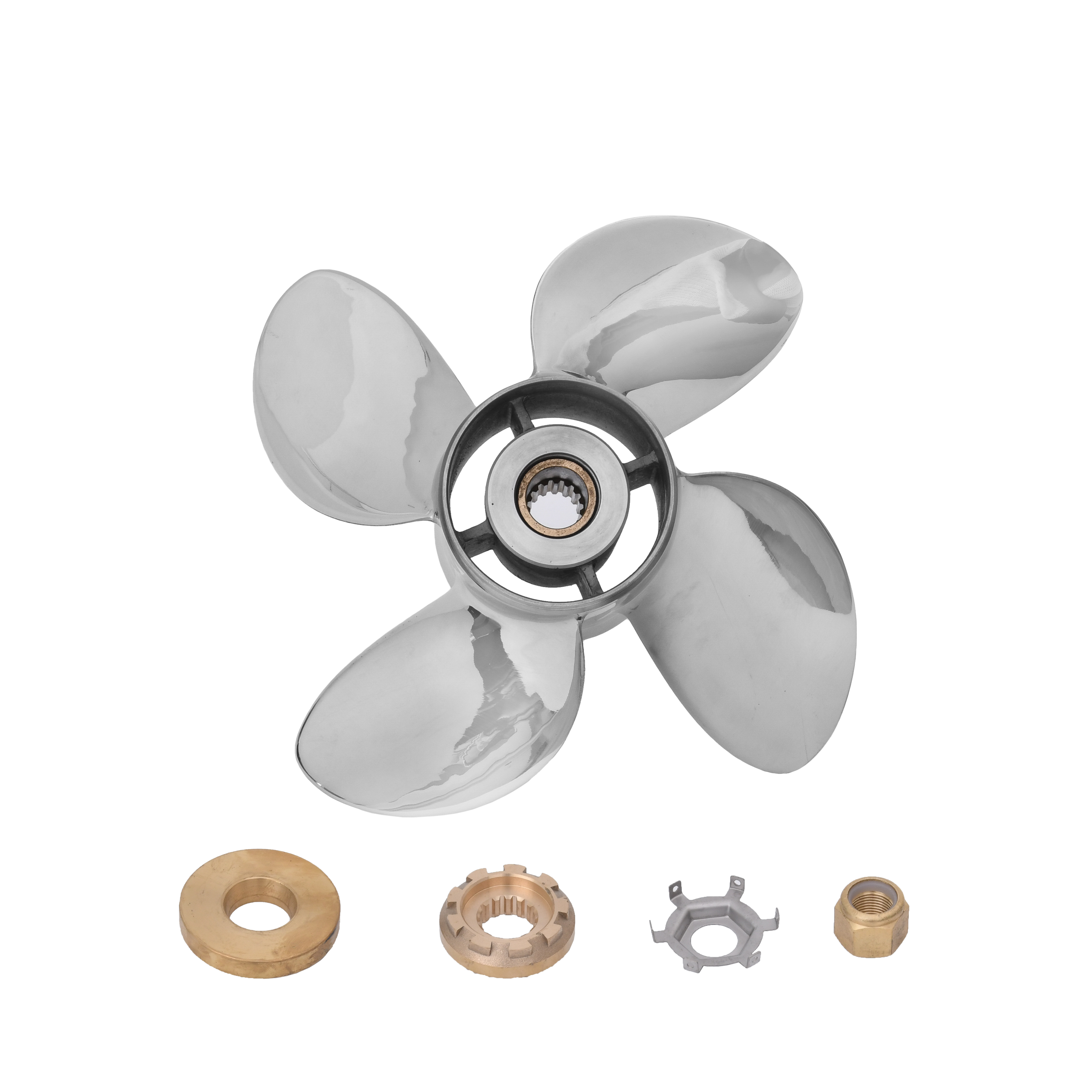 Interchangeable 40-140HP 4 blades Outboard Propeller 13 x 19 for Mercury 15 Teeth RH 